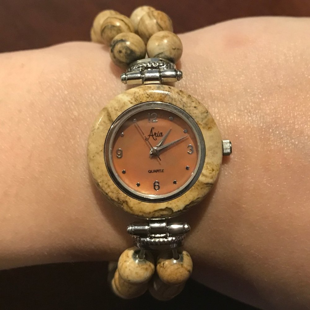 Aria Picture Jasper Stretch Bracelet Watch